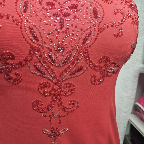 Elegant Coral Halter Dress - Picture 7 of 10